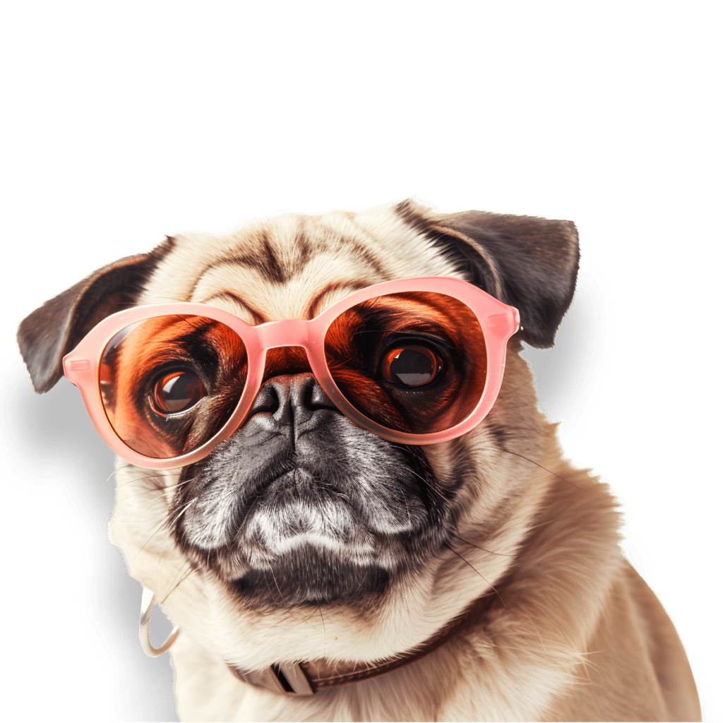 pug with glasses